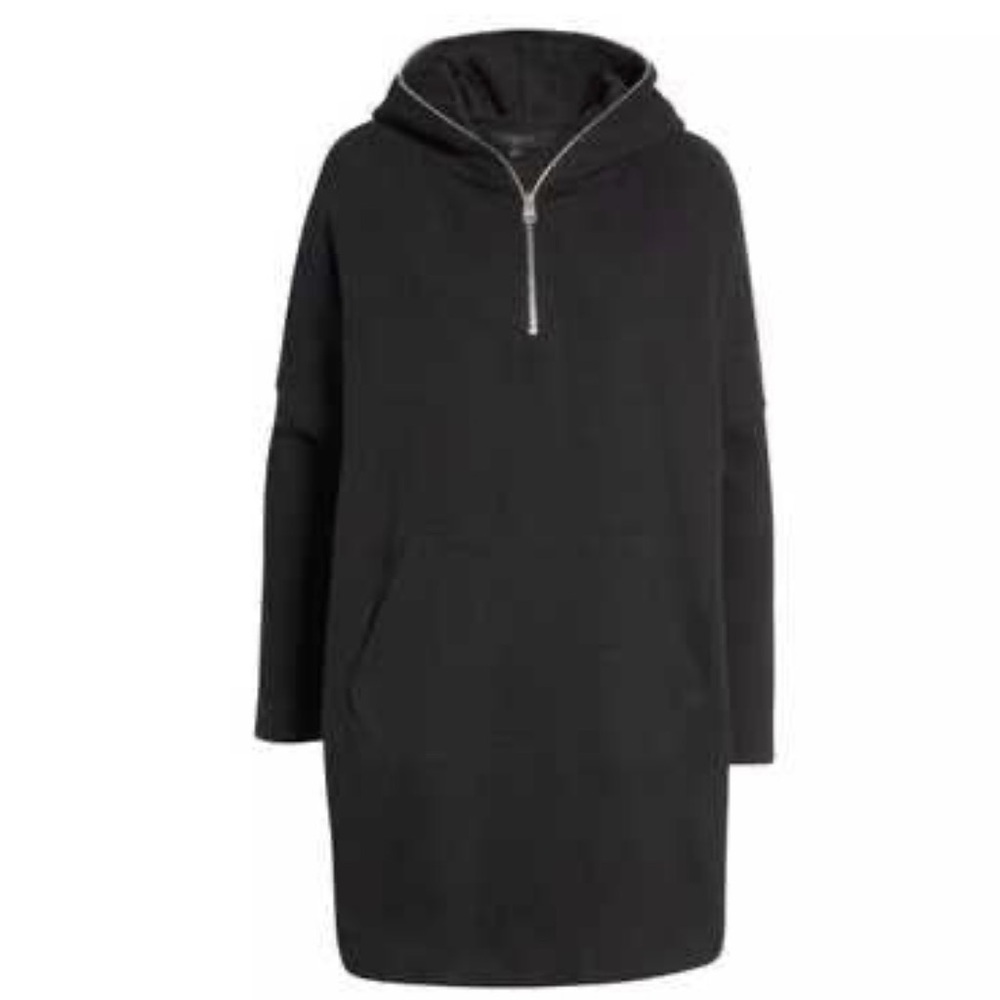 AllSaints Black Oversized Hoodie Dress